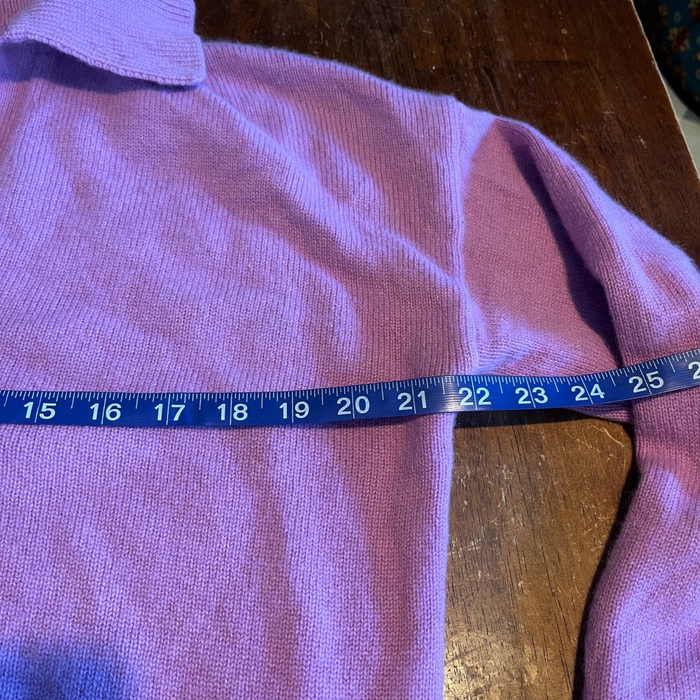 Banana Republic 100% Cashmere Purple V-Neck Polo Collar Sweater Womens Medium - Picture 7 of 11